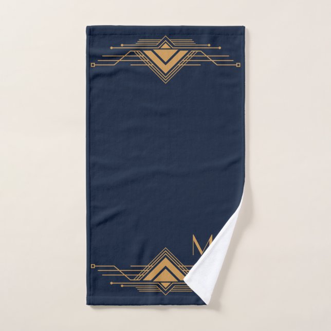 Elegant gold geometric Art Deco design Bath Towel Set (Hand Towel)