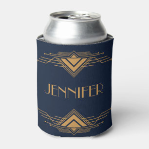 Elegant gold geometric Art Deco design  Can Cooler