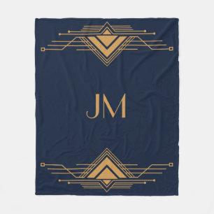 Elegant gold geometric Art Deco design Fleece Blanket