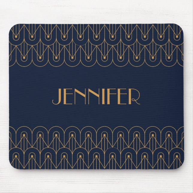 Elegant gold geometric Art Deco design Mouse Pad (Front)