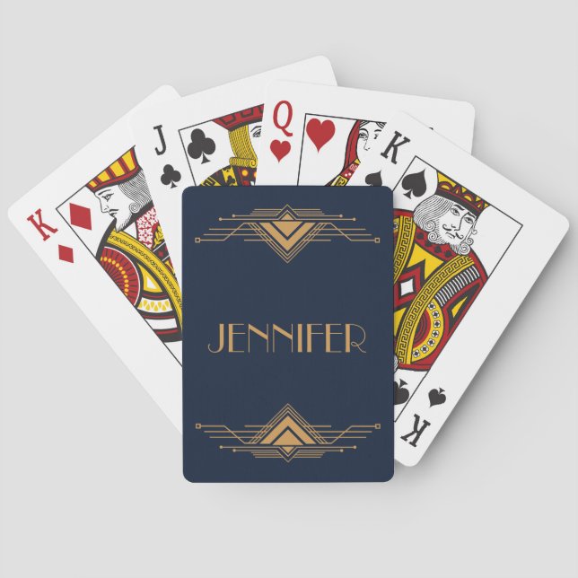 Elegant gold geometric Art Deco design Playing Cards (Back)