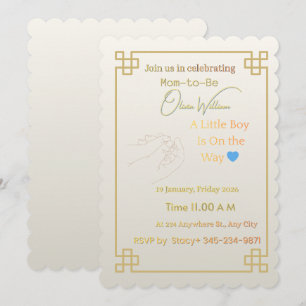 Elegant Gold Geometric Baby Shower Invitation Mi