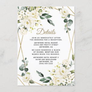Elegant Gold Geometric Floral Greenery Wedding Enclosure Card