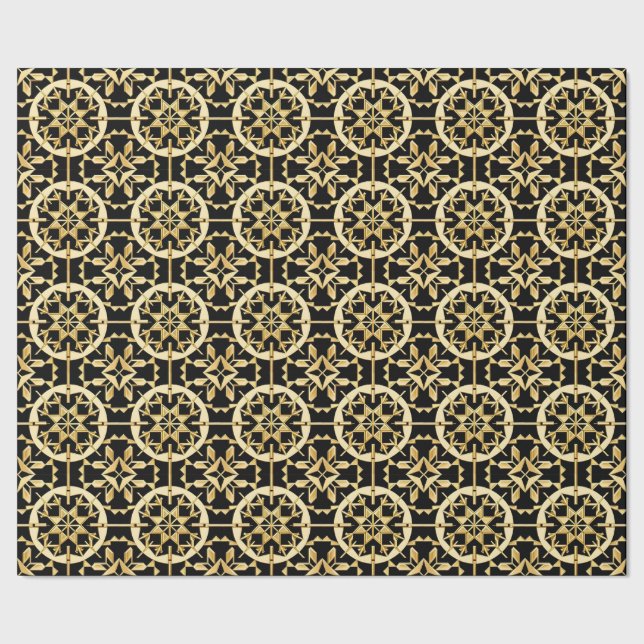 Elegant Gold Geometric Pattern Art Wrapping Paper (Seam)