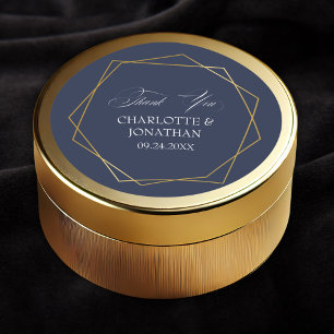 Elegant Gold Geometric Thank You Wedding Favour Classic Round Sticker