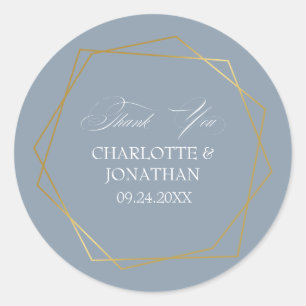 Elegant Gold Geometric Thank You Wedding Favour Classic Round Sticker