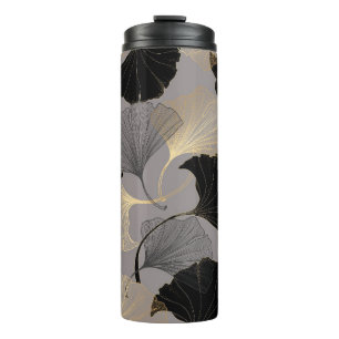 Elegant gold Ginkgo, vintage background. Thermal Tumbler