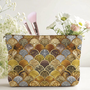 Elegant gold girly mermaid scales accessory pouch