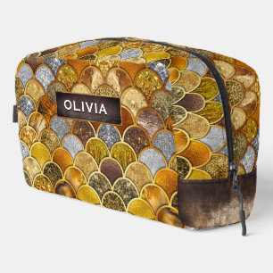 Elegant gold girly mermaid scales dopp kit