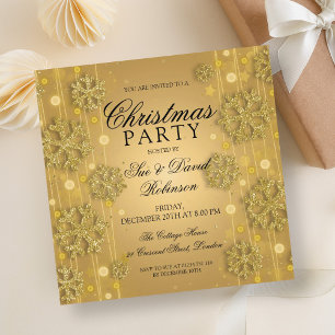 Elegant Gold Glam Christmas Holiday Party Invitation