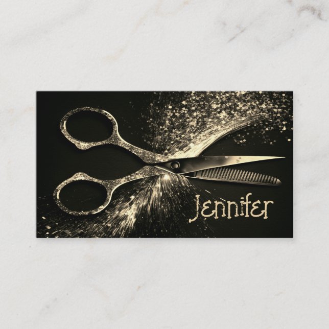 Elegant Gold Glam Hairstylist Appointment Card (Front)