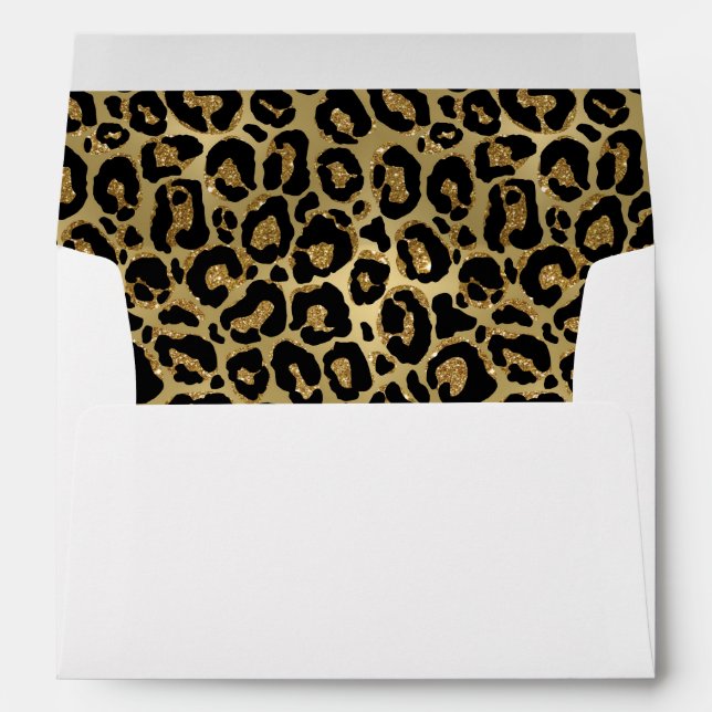 Elegant Gold Glam Leopard Return Address  Envelope (Back (Bottom))