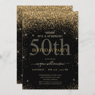 Elegant Gold Glitter 50th Birthday Party Invitation