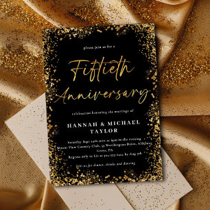 Elegant Gold Glitter 50th Wedding Anniversary Invitation
