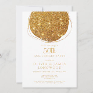 Elegant Gold Glitter 50th Wedding Anniversary Invitation