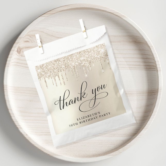 Elegant Gold Glitter 70th Birthday Party Favour Bag (Creator Uploaded)