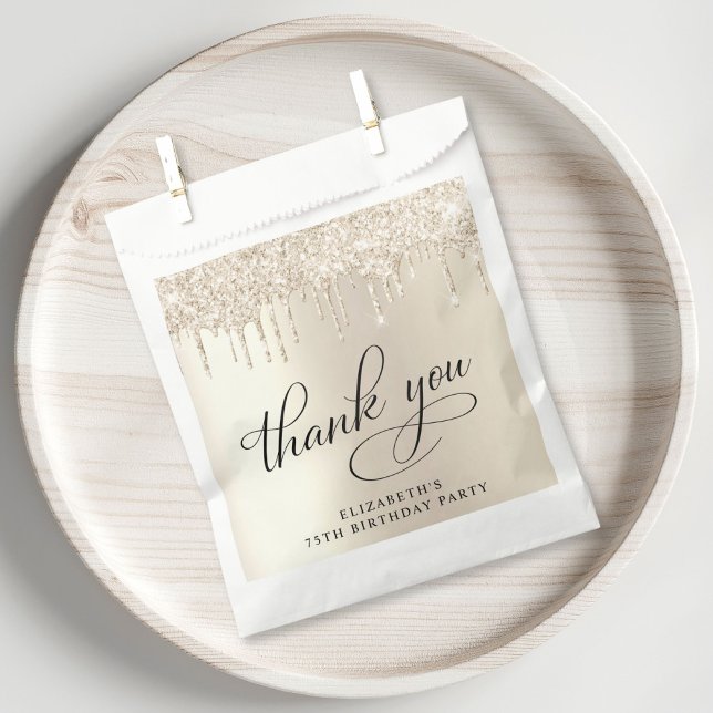 Elegant Gold Glitter 75th Birthday Party Favour Bag (Creator Uploaded)