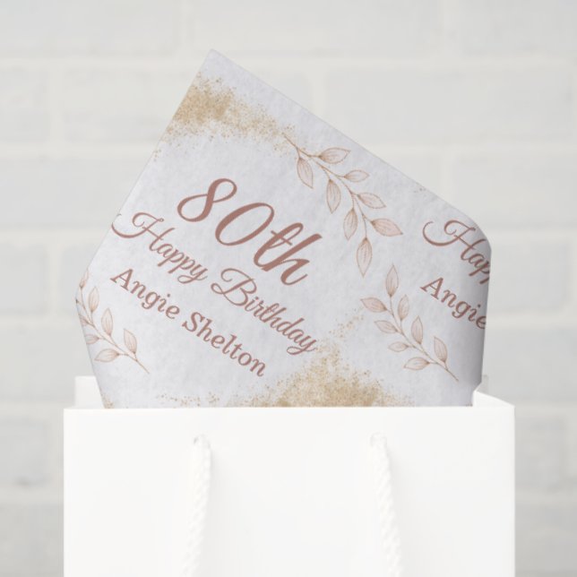 Elegant Gold Glitter 80th Birthday Tissue Paper (Gift Bag)