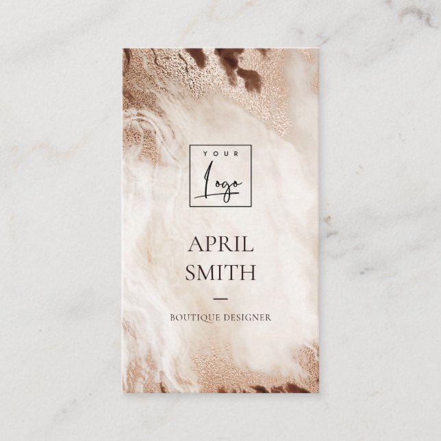 Elegant Gold Glitter Agate Marble Texture Beige Business Card (Front)