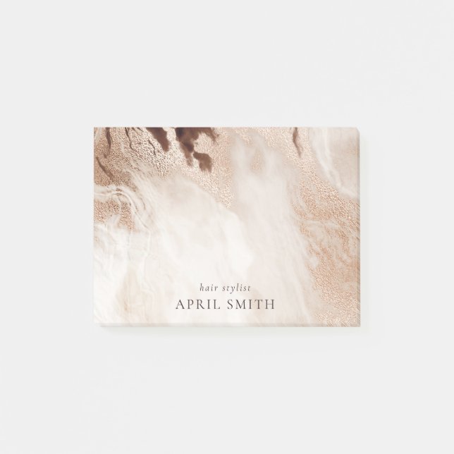 Elegant Gold Glitter Agate Marble Texture Beige Post-it Notes (Front)