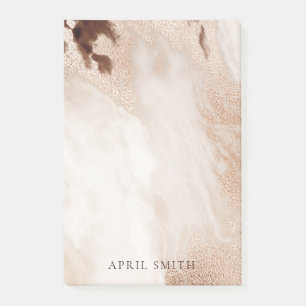 Elegant Gold Glitter Agate Marble Texture Beige Post-it Notes