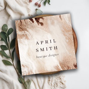 Elegant Gold Glitter Agate Marble Texture Beige Square Business Card