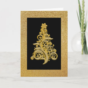Elegant Gold Glitter and Black Christmas Card
