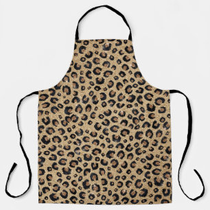 Elegant Gold Glitter Black Leopard Print Apron