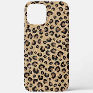 Elegant Gold Glitter Black Leopard Print  iPhone 12 Pro Max Case