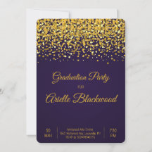 Elegant Gold Glitter & Blue Graduation Party