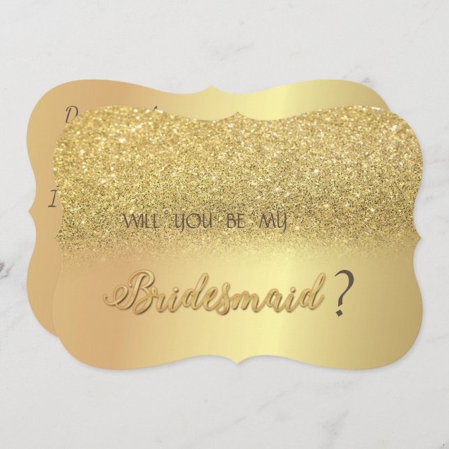 Elegant Gold Glitter Bokeh  Bridesmaid Card (Front/Back)