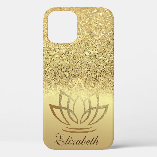 Elegant Gold  Glitter Bokeh Gold Lotus Case-Mate iPhone Case (Back)