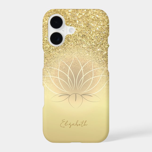Elegant Gold  Glitter Bokeh Lotus (Back)
