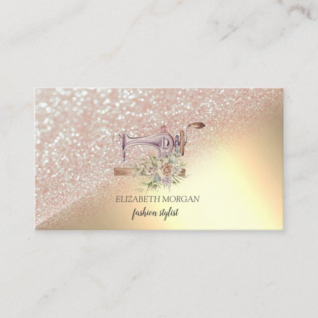 Elegant Gold Glitter Bokeh Ombre  Business Card (Front)