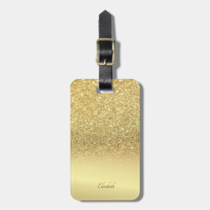 Elegant Gold Glitter Bokeh Ombre - Personalised Luggage Tag