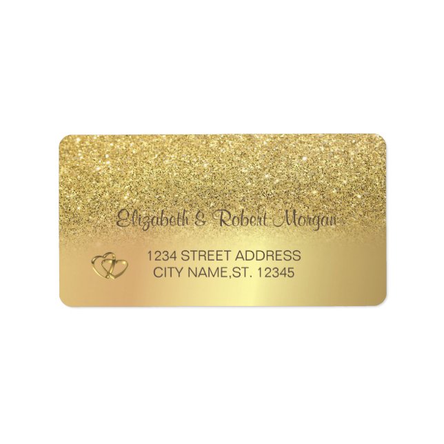 Elegant Gold Glitter Bokeh  Wedding Label (Front)