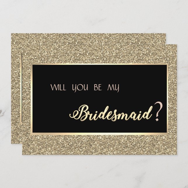 Elegant Gold Glitter  Bridesmaid Card (Front/Back)