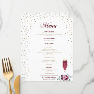 Elegant Gold glitter burgundy Flowers  Menu