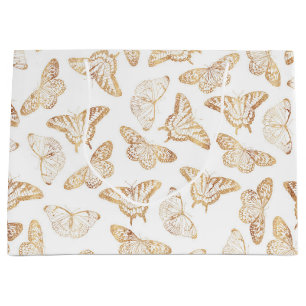 Elegant Gold Glitter Butterfly Glam Design Large Gift Bag