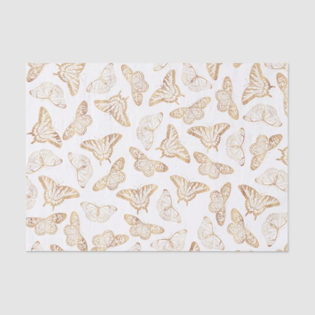 Elegant Gold Glitter Butterfly Tissue Paper (Front)