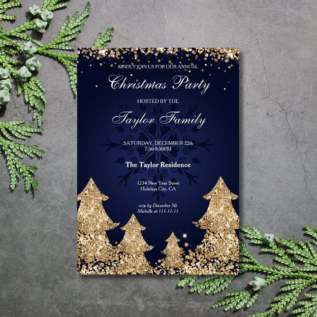 Elegant Gold Glitter Christmas Corporate Party Invitation (Creator Uploaded)