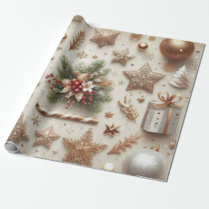 Elegant Gold Glitter Christmas elements Wrapping Paper