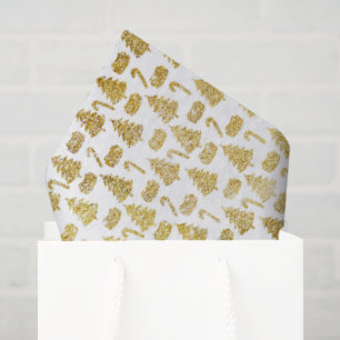 Elegant Gold Glitter Christmas Icons Tissue Paper