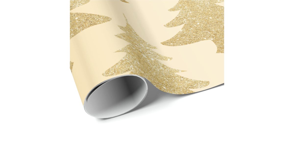 Elegant gold glitter Christmas tree pattern Wrapping Paper Zazzle
