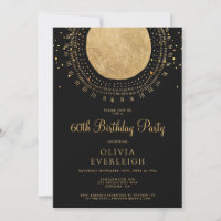 Elegant Gold Glitter Circle 60th Birthday Party In