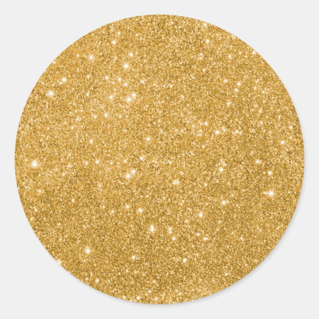 Elegant Gold Glitter  Classic Round Sticker (Front)