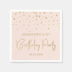Elegant Gold Glitter Confetti 21st Birthday Blush Napkin