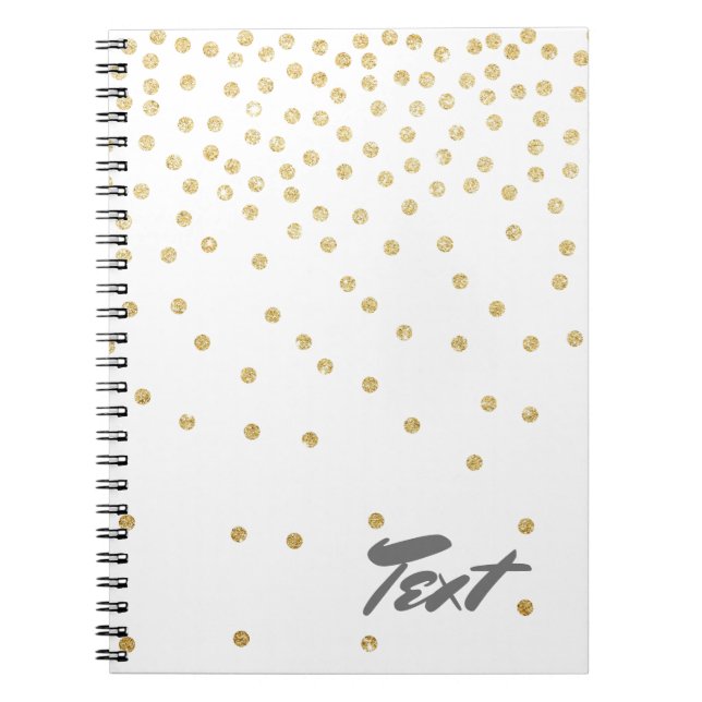 elegant gold glitter confetti dot pattern notebook (Front)