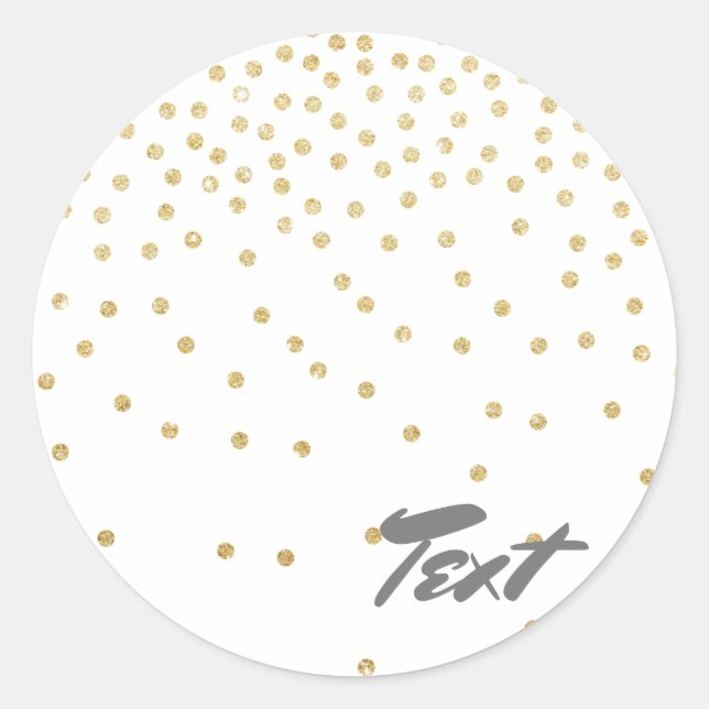 elegant gold glitter confetti dot pattern on classic round sticker (Front)