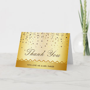 Elegant Gold Glitter Confetti Metal Thank You